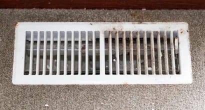 dirty air duct supply register - air duct cleaning